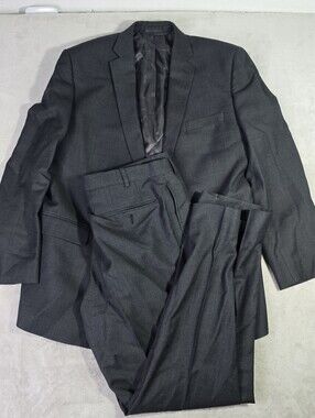 Calvin Klein 2-Piece Suit Mens 46 Long Pants 38x30 Gray Blazer Slacks